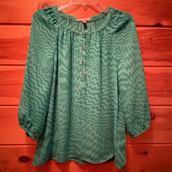Banana Republic Green Puff Sleeve Blouse size Small - Picture 1 of 11
